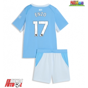 Manchester City Enzo Fernandez #17 Primera Equipación Niños 2026-27 Manga Corta (+ Pantalones cortos)